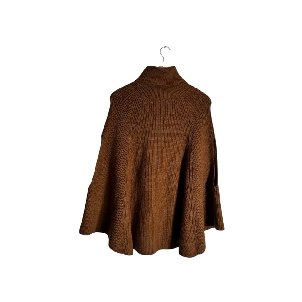Anthropologie Ribbed Knit Poncho Turtleneck Sweater Layering Brown Women's OS - Picture 8 of 9